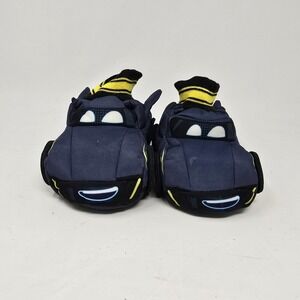 DC Batman Slippers Boys‎ Size 5-6 Blue Batwheels Bat Car Slip On Plush